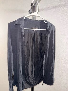 Banana Republic Dark Navy Pleated Button-Up Shirt